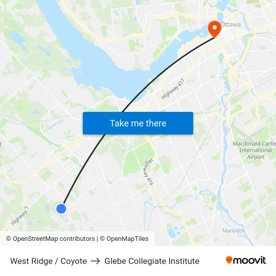 West Ridge / Coyote to Glebe Collegiate Institute map