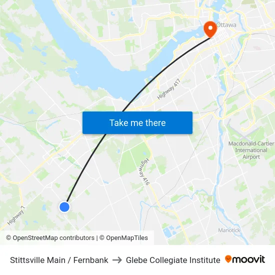 Stittsville Main / Fernbank to Glebe Collegiate Institute map
