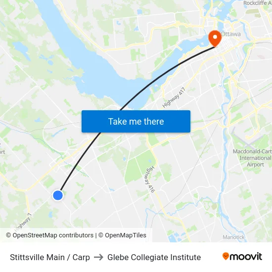 Stittsville Main / Carp to Glebe Collegiate Institute map