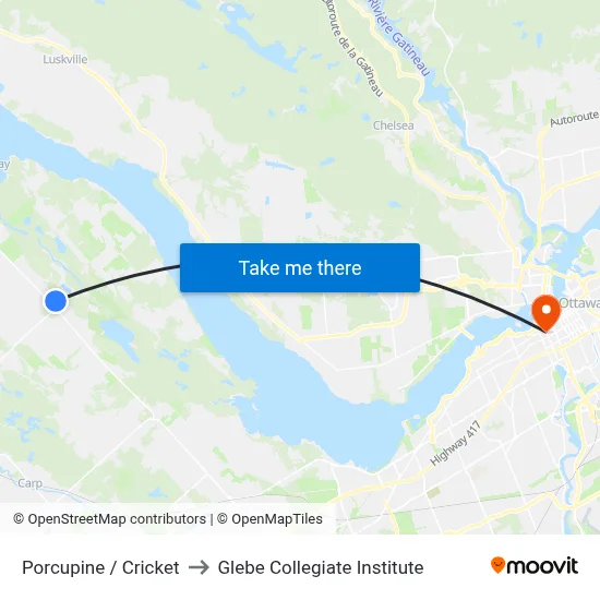 Porcupine / Cricket to Glebe Collegiate Institute map