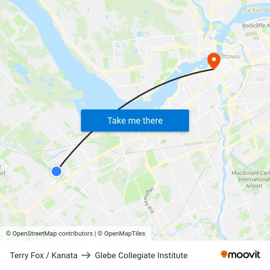 Terry Fox / Kanata to Glebe Collegiate Institute map