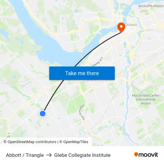 Abbott / Triangle to Glebe Collegiate Institute map