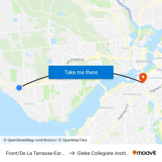 Front/De La Terrasse-Eardley to Glebe Collegiate Institute map