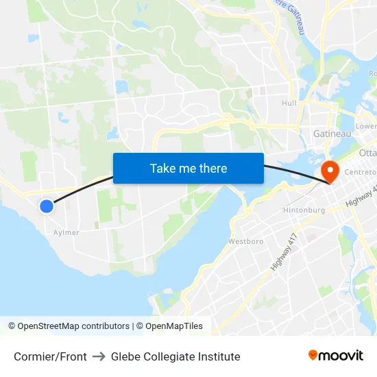 Cormier/Front to Glebe Collegiate Institute map