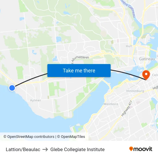 Lattion/Beaulac to Glebe Collegiate Institute map