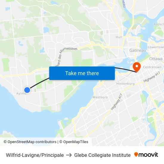 Wilfrid-Lavigne/Principale to Glebe Collegiate Institute map