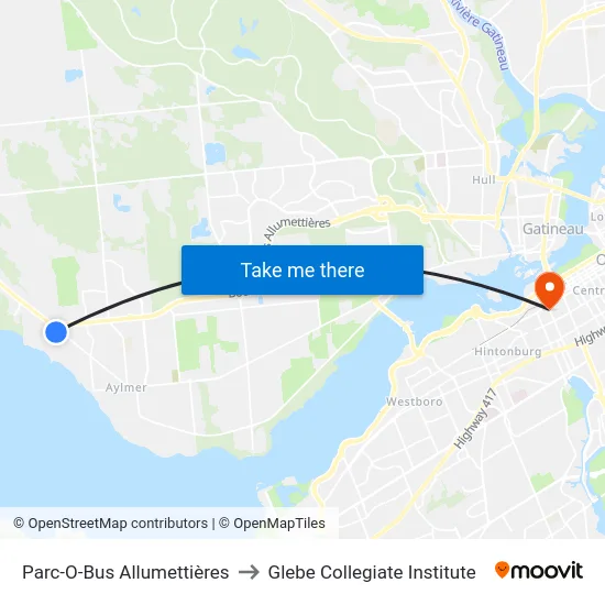 Parc-O-Bus Allumettières to Glebe Collegiate Institute map