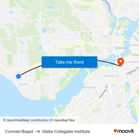 Cormier/Bagot to Glebe Collegiate Institute map