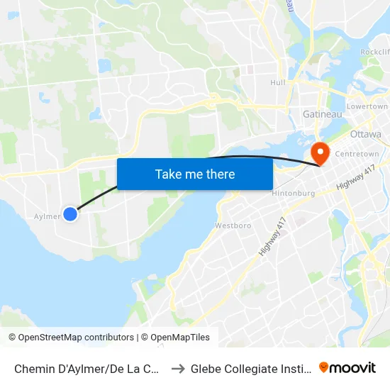 Chemin D'Aylmer/De La Colline to Glebe Collegiate Institute map