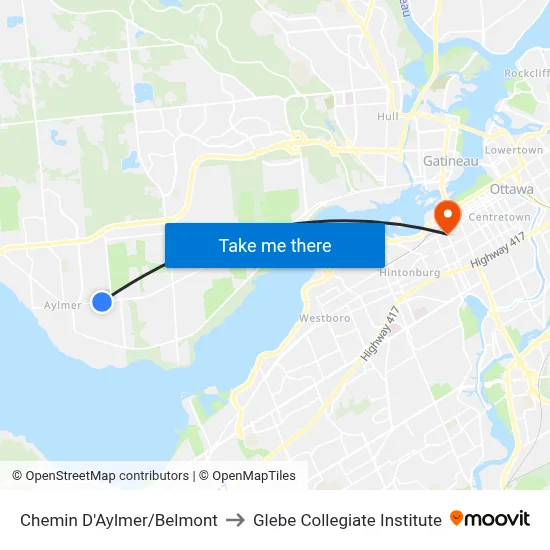 Chemin D'Aylmer/Belmont to Glebe Collegiate Institute map