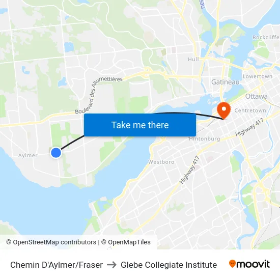 Chemin D'Aylmer/Fraser to Glebe Collegiate Institute map
