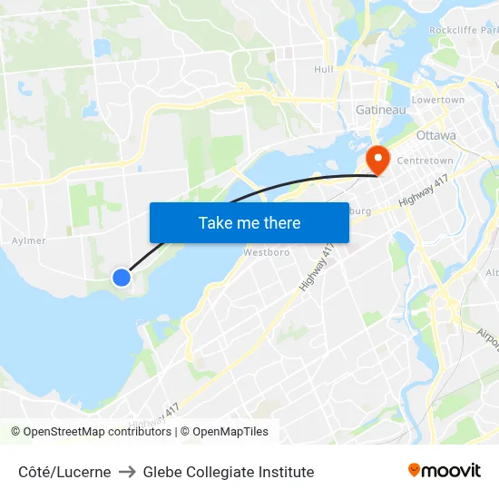 Côté/Lucerne to Glebe Collegiate Institute map