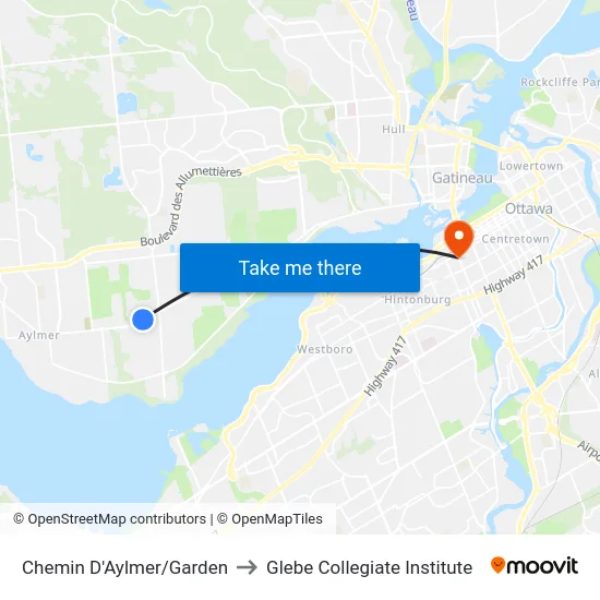 Chemin D'Aylmer/Garden to Glebe Collegiate Institute map