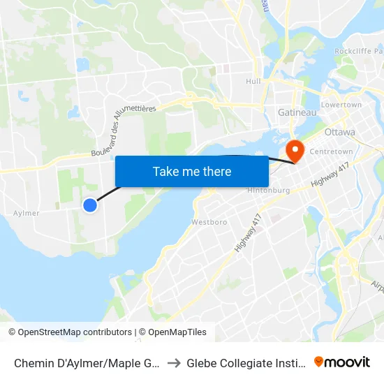 Chemin D'Aylmer/Maple Grove to Glebe Collegiate Institute map