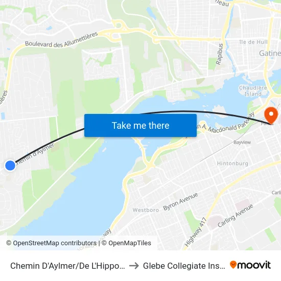Chemin D'Aylmer/De L'Hippodrome to Glebe Collegiate Institute map