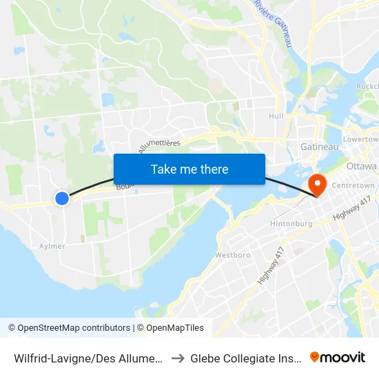 Wilfrid-Lavigne/Des Allumettières to Glebe Collegiate Institute map