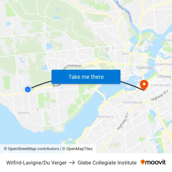 Wilfrid-Lavigne/Du Verger to Glebe Collegiate Institute map