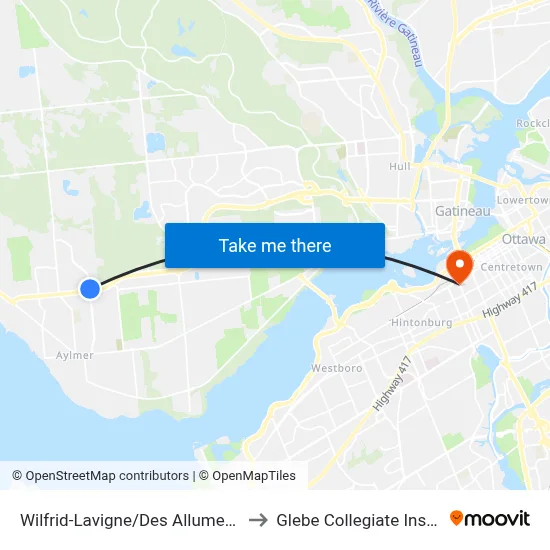 Wilfrid-Lavigne/Des Allumettières to Glebe Collegiate Institute map