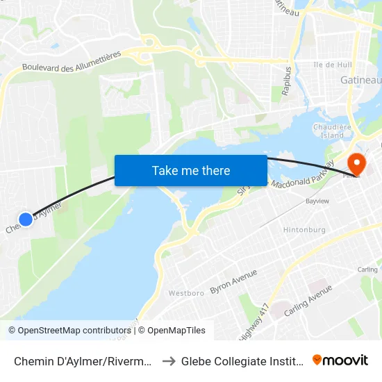 Chemin D'Aylmer/Rivermead to Glebe Collegiate Institute map