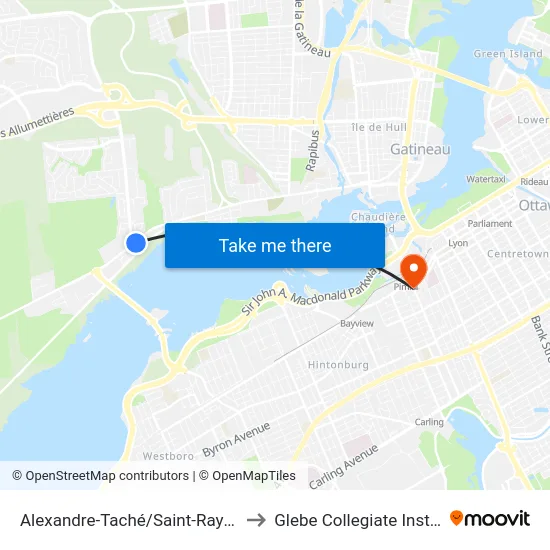 Alexandre-Taché/Saint-Raymond to Glebe Collegiate Institute map