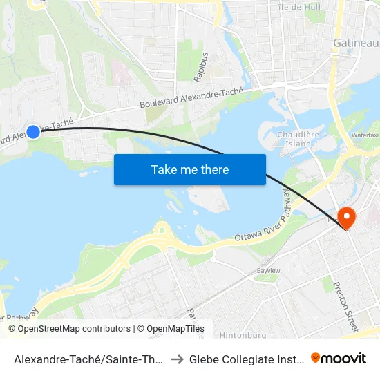 Alexandre-Taché/Sainte-Thérèse to Glebe Collegiate Institute map
