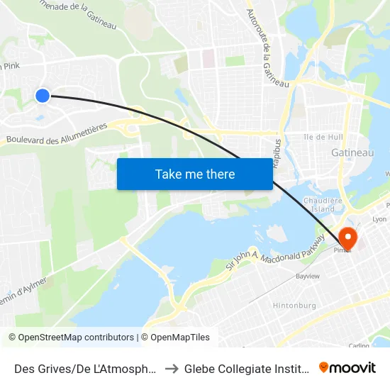 Des Grives/De L'Atmosphère to Glebe Collegiate Institute map