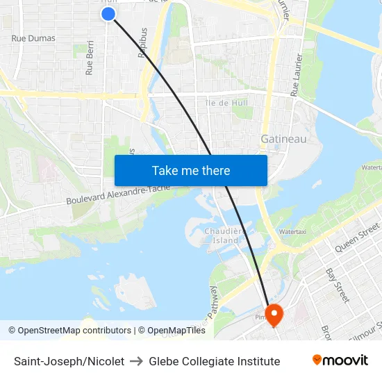 Saint-Joseph/Nicolet to Glebe Collegiate Institute map