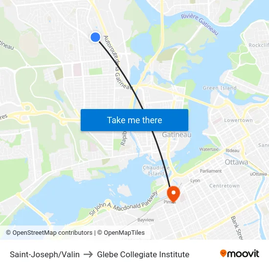 Saint-Joseph/Valin to Glebe Collegiate Institute map