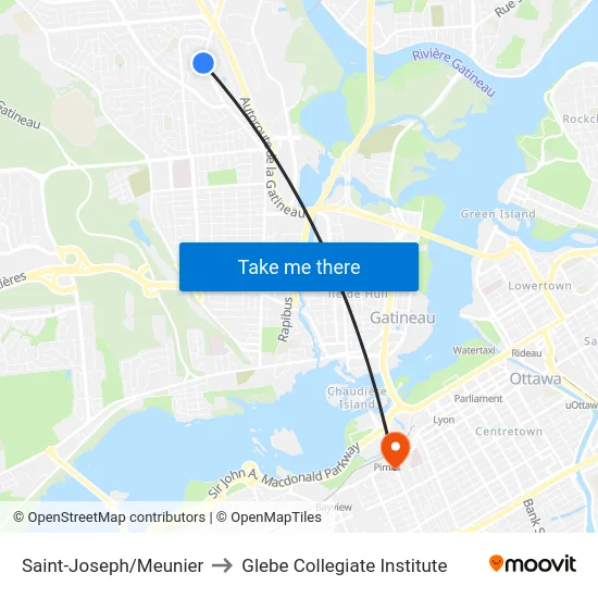 Saint-Joseph/Meunier to Glebe Collegiate Institute map
