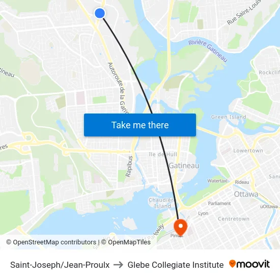 Saint-Joseph/Jean-Proulx to Glebe Collegiate Institute map