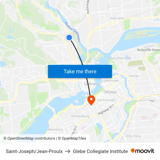 Saint-Joseph/Jean-Proulx to Glebe Collegiate Institute map