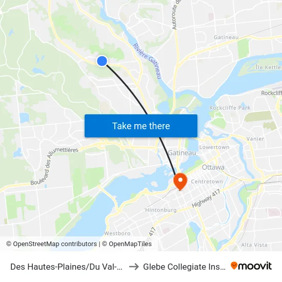 Des Hautes-Plaines/Du Val-Perché to Glebe Collegiate Institute map