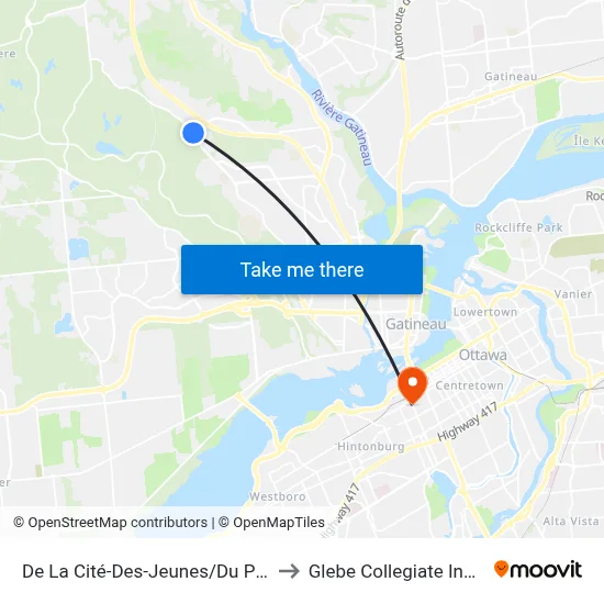 De La Cité-Des-Jeunes/Du Plein-Air to Glebe Collegiate Institute map