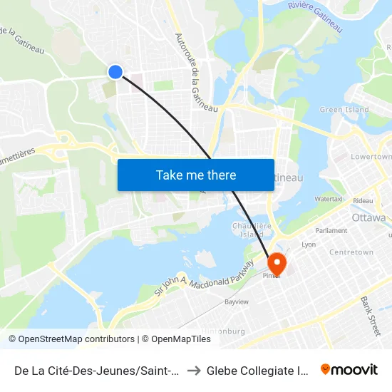 De La Cité-Des-Jeunes/Saint-Raymond to Glebe Collegiate Institute map