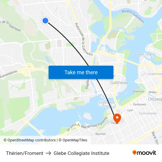 Thérien/Froment to Glebe Collegiate Institute map