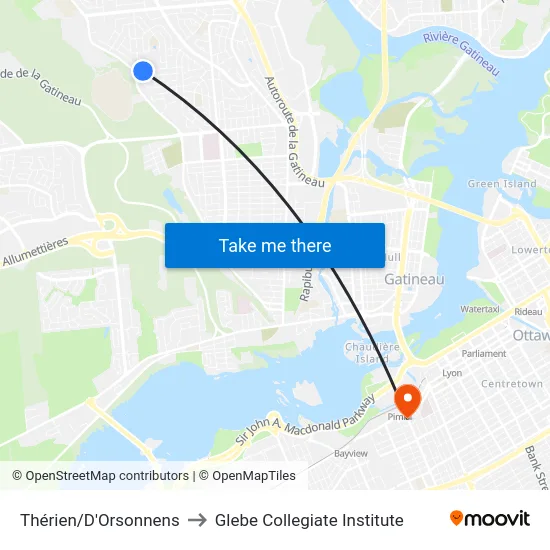 Thérien/D'Orsonnens to Glebe Collegiate Institute map