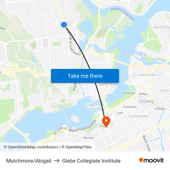 Mutchmore/Abigail to Glebe Collegiate Institute map