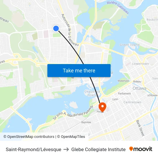 Saint-Raymond/Lévesque to Glebe Collegiate Institute map