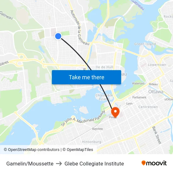 Gamelin/Moussette to Glebe Collegiate Institute map