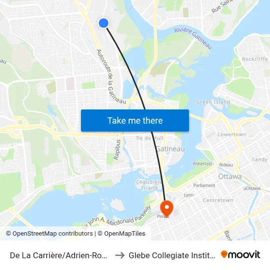 De La Carrière/Adrien-Robert to Glebe Collegiate Institute map