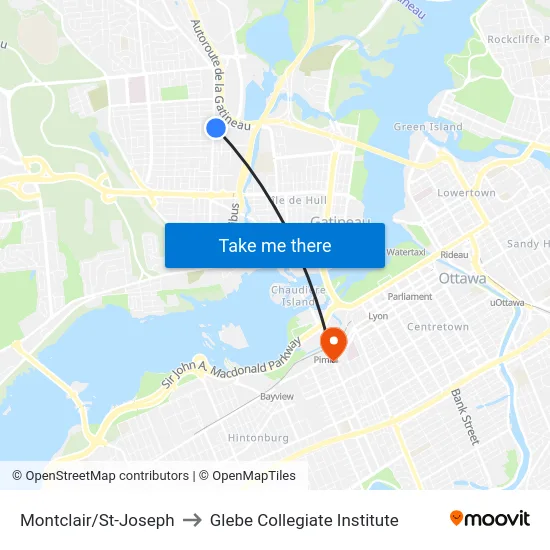 Montclair/St-Joseph to Glebe Collegiate Institute map
