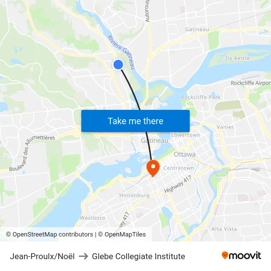 Jean-Proulx/Noël to Glebe Collegiate Institute map