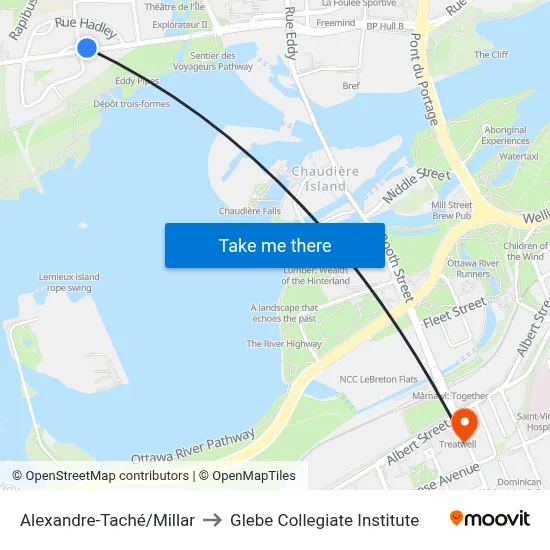 Alexandre-Taché/Millar to Glebe Collegiate Institute map