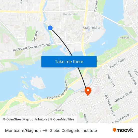 Montcalm/Gagnon to Glebe Collegiate Institute map