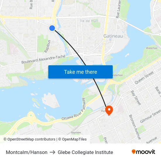 Montcalm/Hanson to Glebe Collegiate Institute map