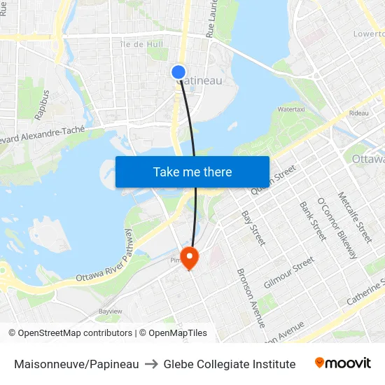 Maisonneuve/Papineau to Glebe Collegiate Institute map