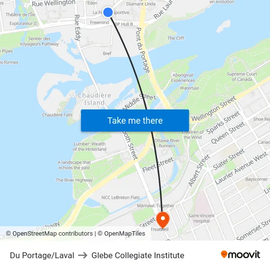 Du Portage/Laval to Glebe Collegiate Institute map