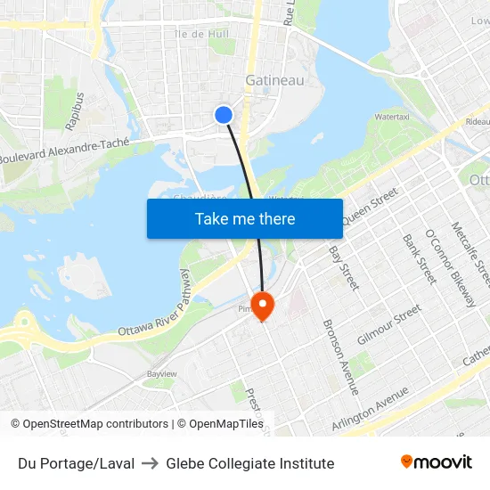 Du Portage/Laval to Glebe Collegiate Institute map