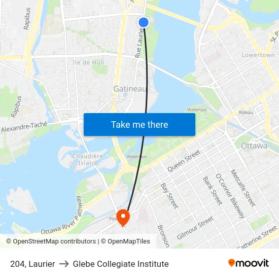 204, Laurier to Glebe Collegiate Institute map
