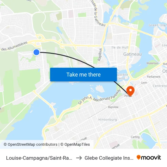 Louise-Campagna/Saint-Raymond to Glebe Collegiate Institute map